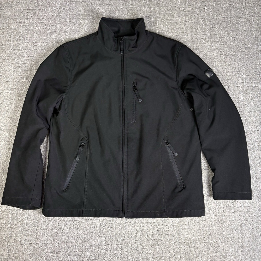 Tech By Tumi Men's Softshell Zip Jacket Black Sz L Zippered Pockets Windbreaker